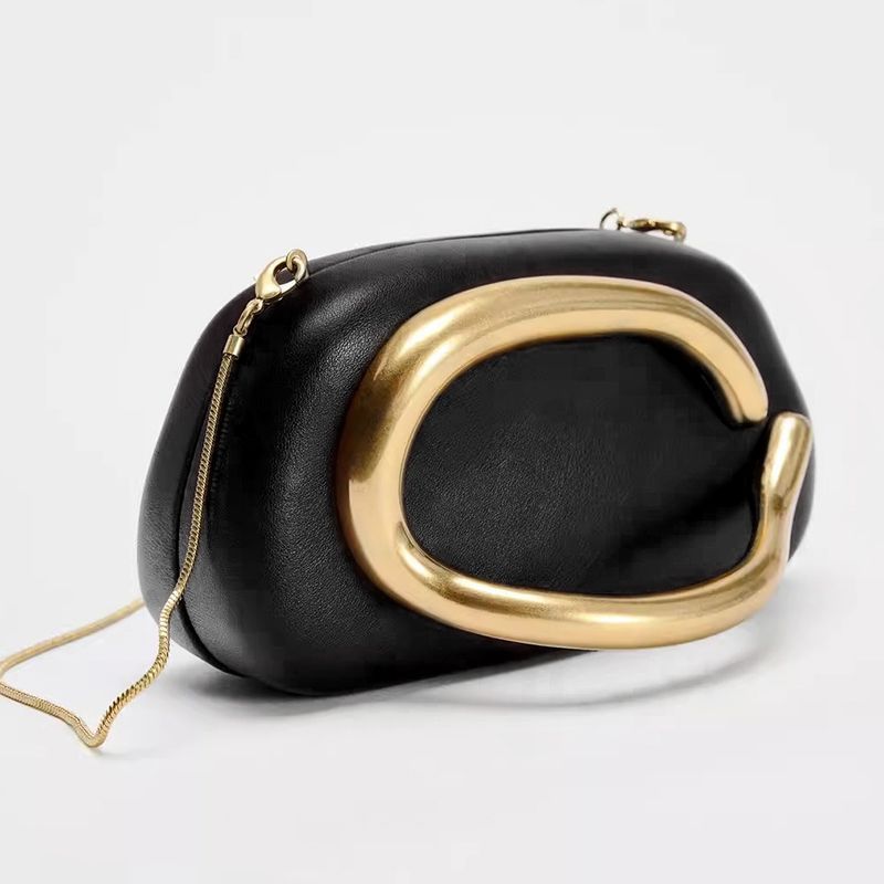 Sculptural Gold Accent Mini Shoulder Bag