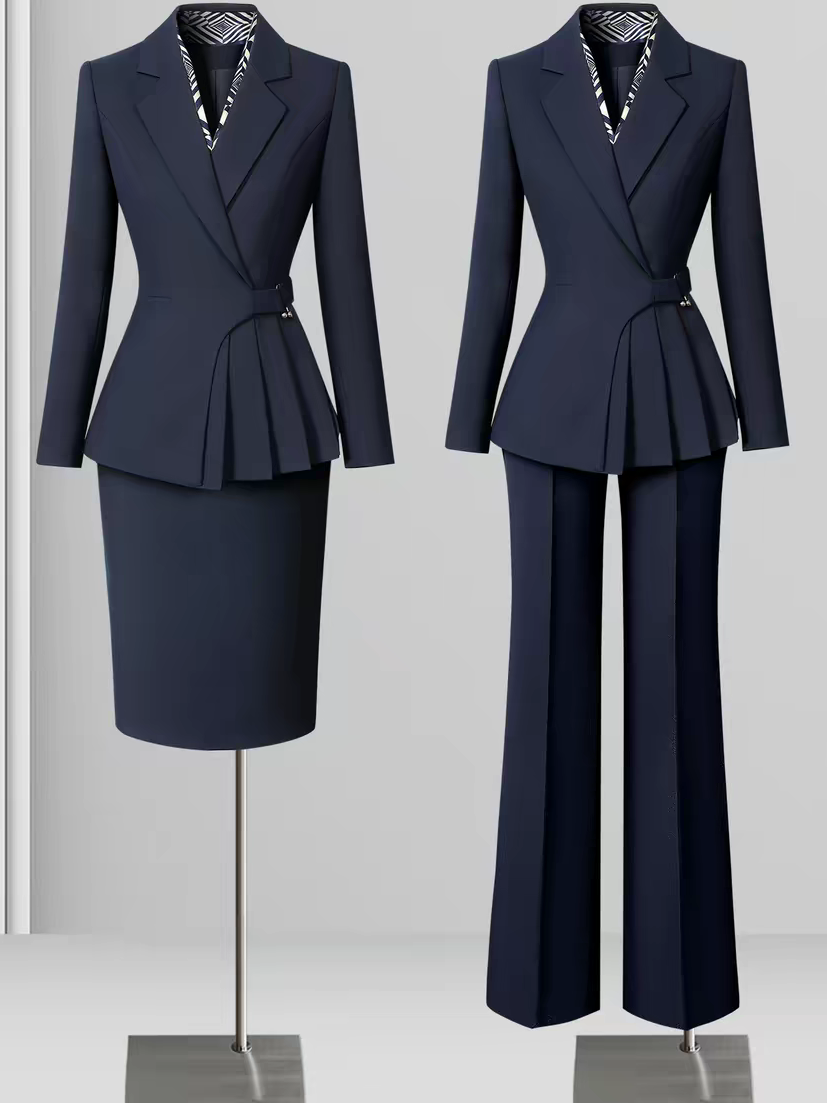 Elegant Asymmetrical Blazer & Trouser/Skirt Set