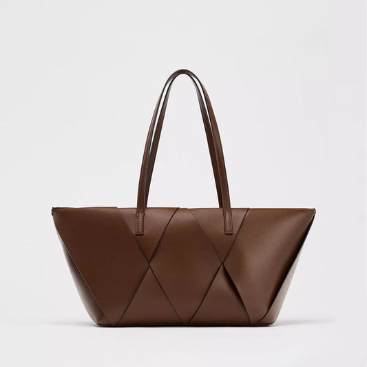 Classic Geometric Leather Tote Bag