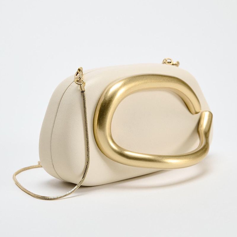 Sculptural Gold Accent Mini Shoulder Bag