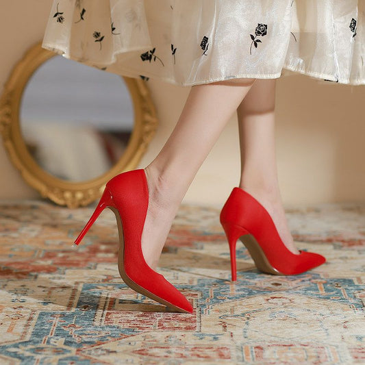 Elegant Green Pointed-Toe High Heel Pumps