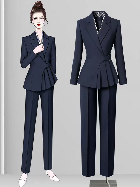Elegant Asymmetrical Blazer & Trouser/Skirt Set